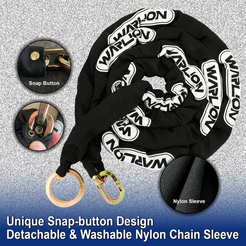 WARLION Heavy Duty Security Chain, 15ft x 3/8in Thick, Anti-Theft & Cut-Proof Motorcycle Chain with Cinch Ring - Secure Generators, Ebikes, & 2-Wheeled Vehicles - Image 5